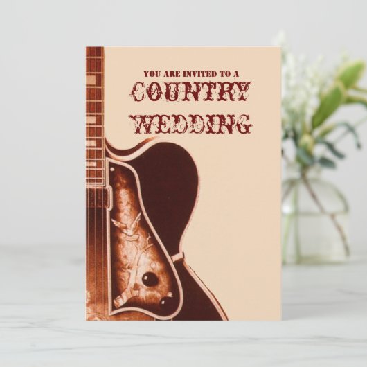 ヴィンテージ ギター ウエスタン カントリー ウェディング インビテーション (スタンド正面)