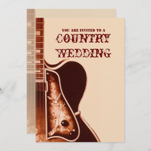 ヴィンテージ ギター ウエスタン カントリー ウェディング インビテーション (正面/裏面)