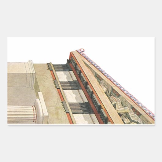 ヴィンテージ ギリシャ建築、アテナの神殿 長方形シール (正面)