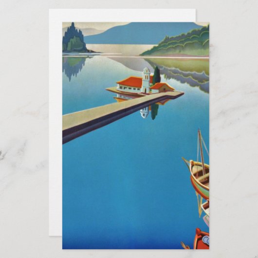 ヴィンテージ ギリシャ旅行 - コルフ島 便箋 (正面/裏面)