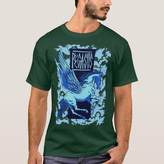 ヴィンテージ ギリシャ神話 ペガサス イラスト Tシャツ (正面)