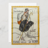 ヴィンテージ ギリシャ 切手 招待状 (正面/裏面)