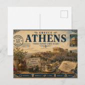 ヴィンテージ ギリシャ 旅行のお土産 シーズンポストカード (正面/裏面)