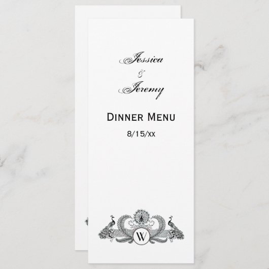 ヴィンテージ クジャクのモノグラム 招待状 (正面/裏面)