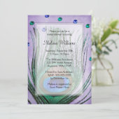 ヴィンテージ クジャクの宝石 紫の結婚前お茶会 招待状 (スタンド正面)