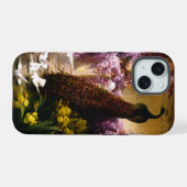 ヴィンテージ・クジャクの庭園アート|ロマンティックなフジ iPhone 15ケース (裏面横)