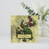 ヴィンテージ クジャクの結婚前お披露目 招待状 (スタンド正面)