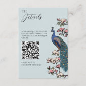 ヴィンテージ・クジャクの結婚式詳細QRコード エンクロージャーカード (正面)