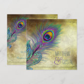 ヴィンテージ・クジャクの結婚式 招待状 (正面/裏面)