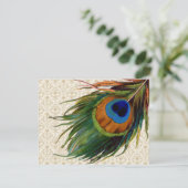 ヴィンテージ クジャクの羽根 ブライダル ティーパーティー 招待状 (スタンド正面)