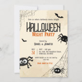 ヴィンテージ クモの巣 ハロウィン ナイト パーティー スプーキー 招待状 (正面)