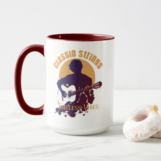 ヴィンテージ クラシカルギター コーヒーマグ マグカップ (ドーナツ付き)