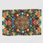 ヴィンテージ/クラシックカラフルクリスマス ゴルフタオル (横)