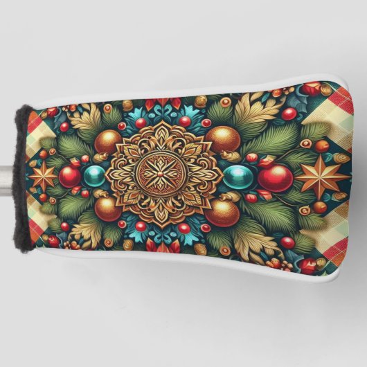 ヴィンテージ/クラシックカラフルクリスマス ゴルフヘッドカバー (正面)