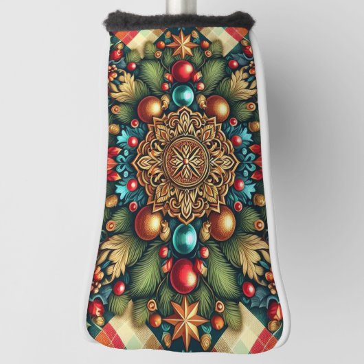 ヴィンテージ/クラシックカラフルクリスマス ゴルフヘッドカバー (回転90)