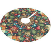 ヴィンテージ/クラシックカラフルクリスマス ブラッシュドポリエステルツリースカート (アングル)