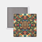 ヴィンテージ/クラシックカラフルクリスマス マグネット (正面/裏面)