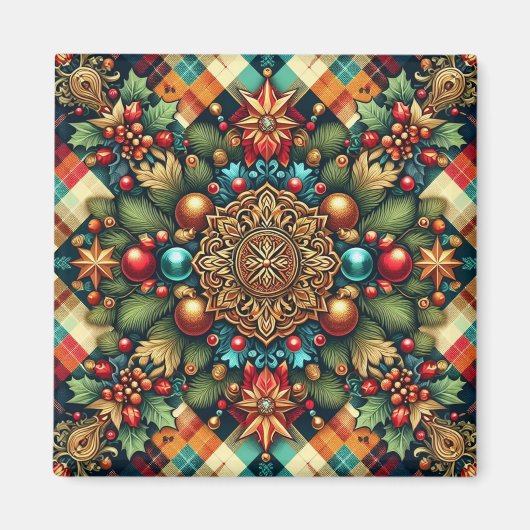 ヴィンテージ/クラシックカラフルクリスマス マグネット (正面)