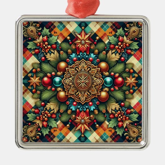 ヴィンテージ/クラシックカラフルクリスマス メタルオーナメント (正面)