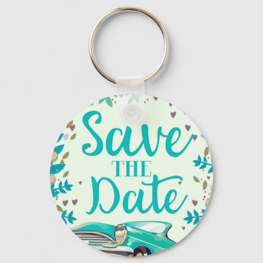 ヴィンテージ クラシックカー Save The Date キーホルダー (正面)
