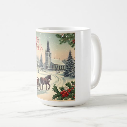 ヴィンテージ/クラシッククリスマスシーン コーヒーマグカップ (正面右)