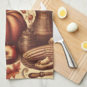 ヴィンテージ/クラシックハッピーサンクスギビング キッチンタオル (四つ折り)