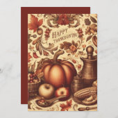 ヴィンテージ/クラシックハッピーサンクスギビング シーズンカード (正面/裏面)
