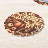 ヴィンテージ/クラシックハッピーサンクスギビング ペーパーコースター (アングル)