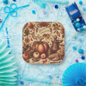 ヴィンテージ/クラシックハッピーサンクスギビング ペーパープレート (パーティー)