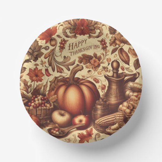 ヴィンテージ/クラシックハッピーサンクスギビング ペーパーボウル (正面)