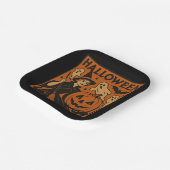 ヴィンテージ、クラシックハロウィーンの魔女、幽霊とカボチャ ペーパープレート (傾斜あり)