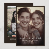 ヴィンテージ クラシック ウェディング セーブ・ザ・デート ダークブラウン (正面/裏面)