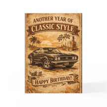 ヴィンテージ クラシック カー 誕生日カード 男性用