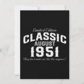 ヴィンテージ クラシック カー 1951 70歳の誕生日 招待状 (正面)
