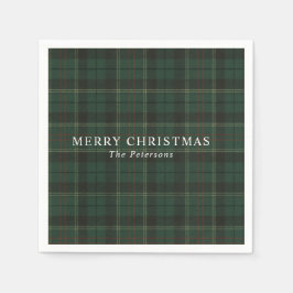 ヴィンテージ クラシック グリーン タータンチェック クリスマスパーティー スタンダードカクテルナプキン