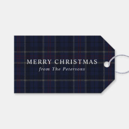 ヴィンテージ クラシック ネイビーブルー プリント柄 クリスマス ギフトタグ