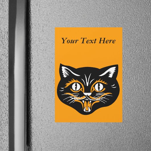 ヴィンテージ クラシック ハロウィン 黒猫 顔 牙
