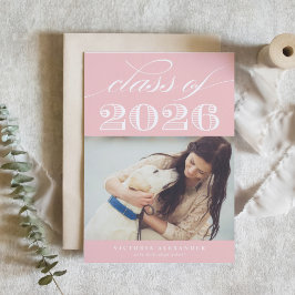 ヴィンテージ クラス オブ 2025 ブラッシュ ピンク フォト 卒業式 招待状