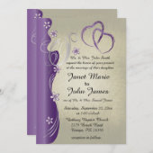 ヴィンテージ クラッシィ カーブィ デザイン | アメシスト パープル 招待状 (正面/裏面)