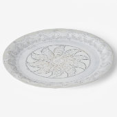 ヴィンテージ クリア ガラス フローラルとファン フェイク チャイナ ペーパープレート (アングル)