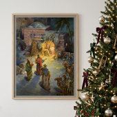 ヴィンテージ クリスマスのキリスト降誕のシーン 東方の三博士が訪れる ポスター