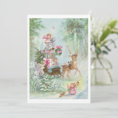 ヴィンテージ クリスマスの喜び エンジェル スレイに乗って シーズンカード (スタンド正面)