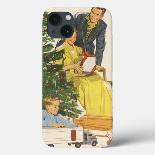 ヴィンテージ クリスマスの朝、家族でのプレゼント交換 Case-Mate iPhoneケース (裏面)