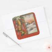 ヴィンテージ『クリスマスめでたい』と鐘 スクエアシール (封筒)