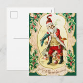 ヴィンテージ クリスマスをお祝いします(1910) シーズンポストカード (正面/裏面)