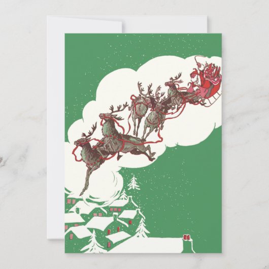 ヴィンテージ クリスマスイブ レトロ サンタクロース 招待状 (正面)