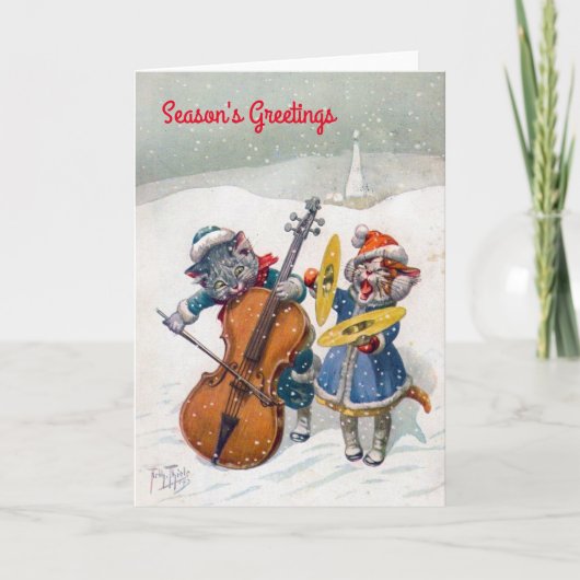 ヴィンテージ・クリスマスカード、アーサー・ティール・キャッツ シーズンカード (正面)
