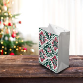 ヴィンテージ クリスマスタイル - レッド＆グリーン ミディアムペーパーバッグ