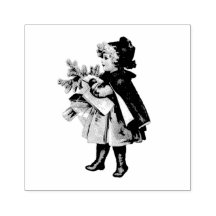 ヴィンテージ「クリスマスチャイルド」ウッドアートスタンプ