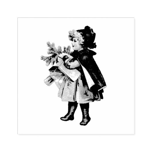 ヴィンテージ「クリスマスチャイルド」ウッドアートスタンプ ラバースタンプ (インプリント)